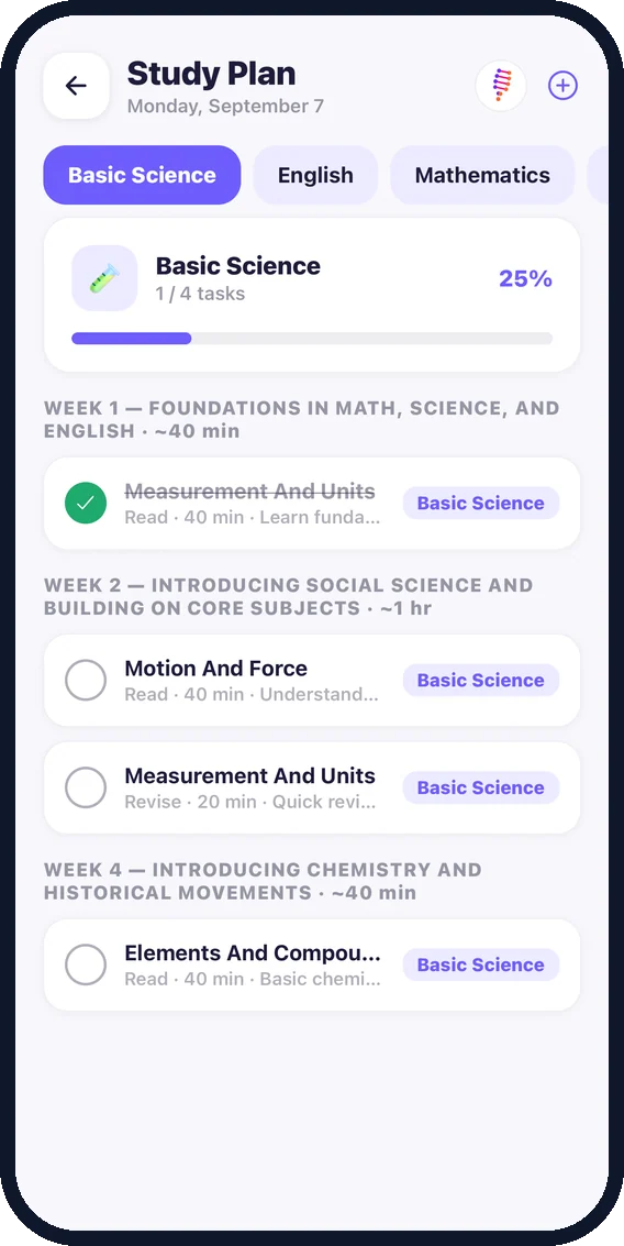 Week-by-week Study Plan